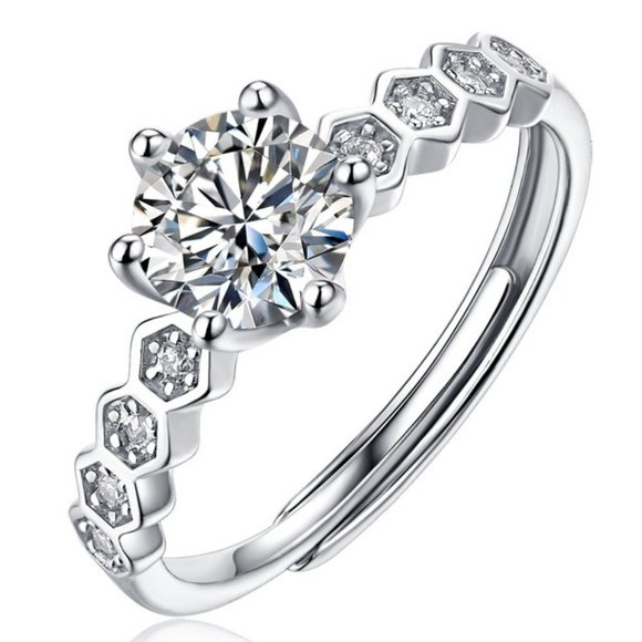 Jewelry - Certified 3ct. t.w. Diamond Moissanite Honeycomb Band Engagement Ring NEW